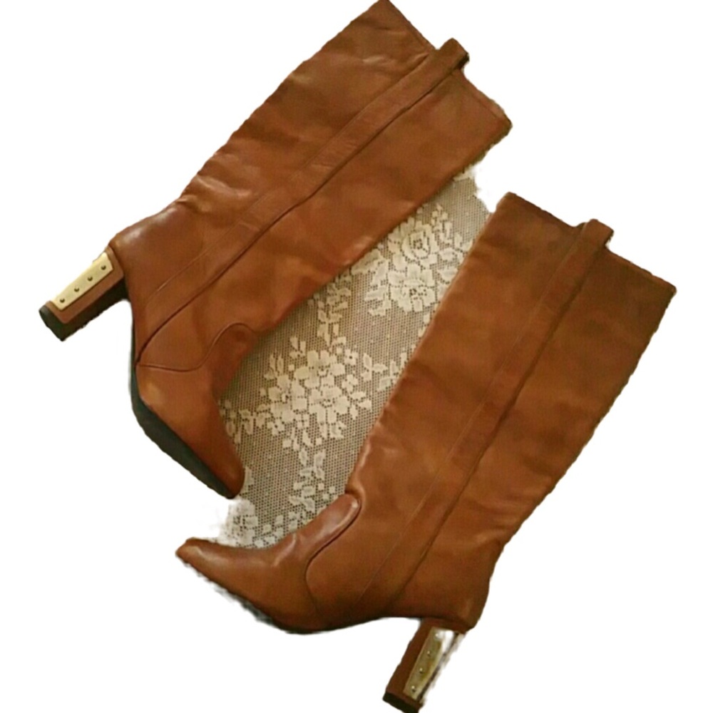 Rebecca Minkoff 9.5 Leather boots Cognac BROWN BEAUTIFUL - Picture 3 of 16